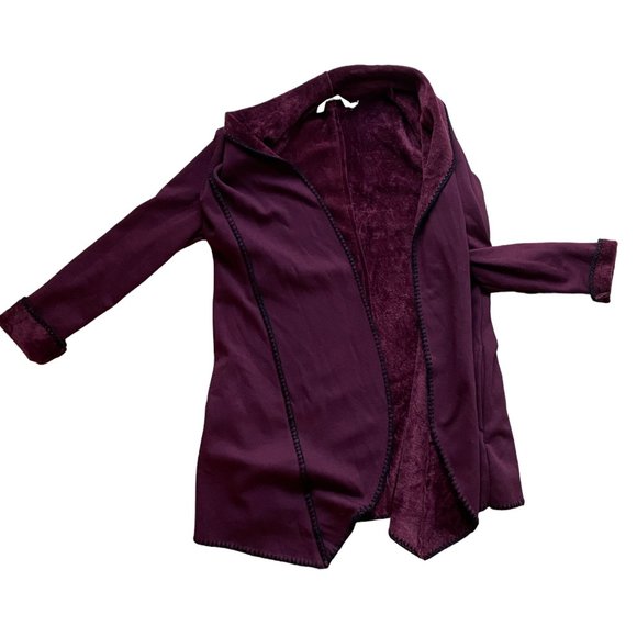 Soft Surroundings Jersey Knit Cardigan Jacket Fleece Lined Dark Fairy Grunge -S - Picture 9 of 14